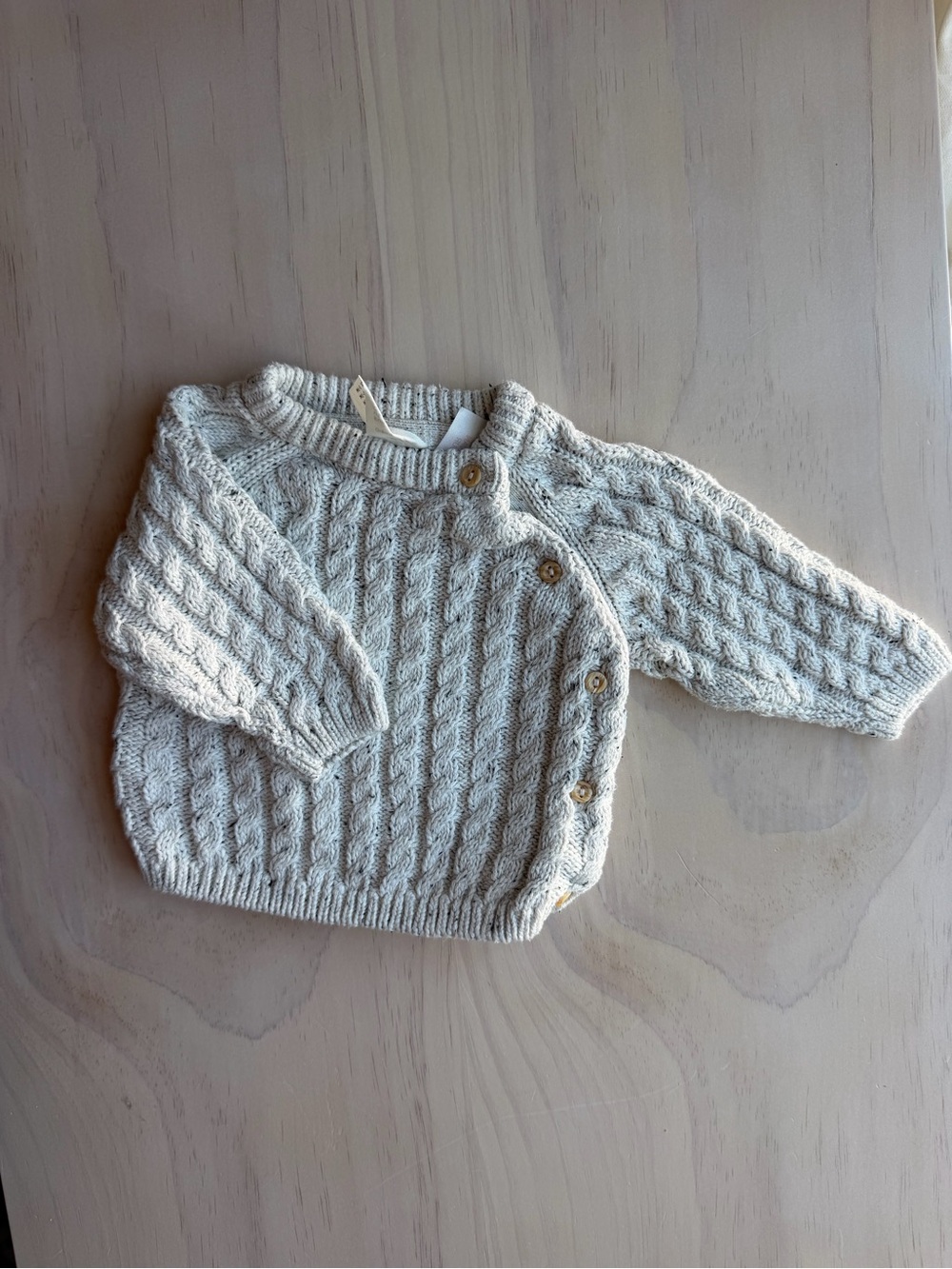 H&M Organic Cotton Baby Cable Knit Sweater - Cream